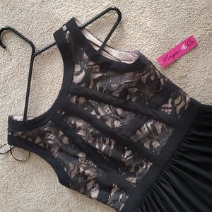 NWT Size 3/4 Morgan & Co. High-Lo Dress Black/Nude
